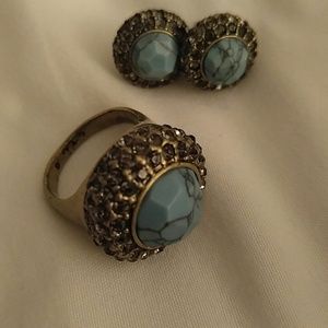 Chloe + Isabel Turquoise ring and earring set